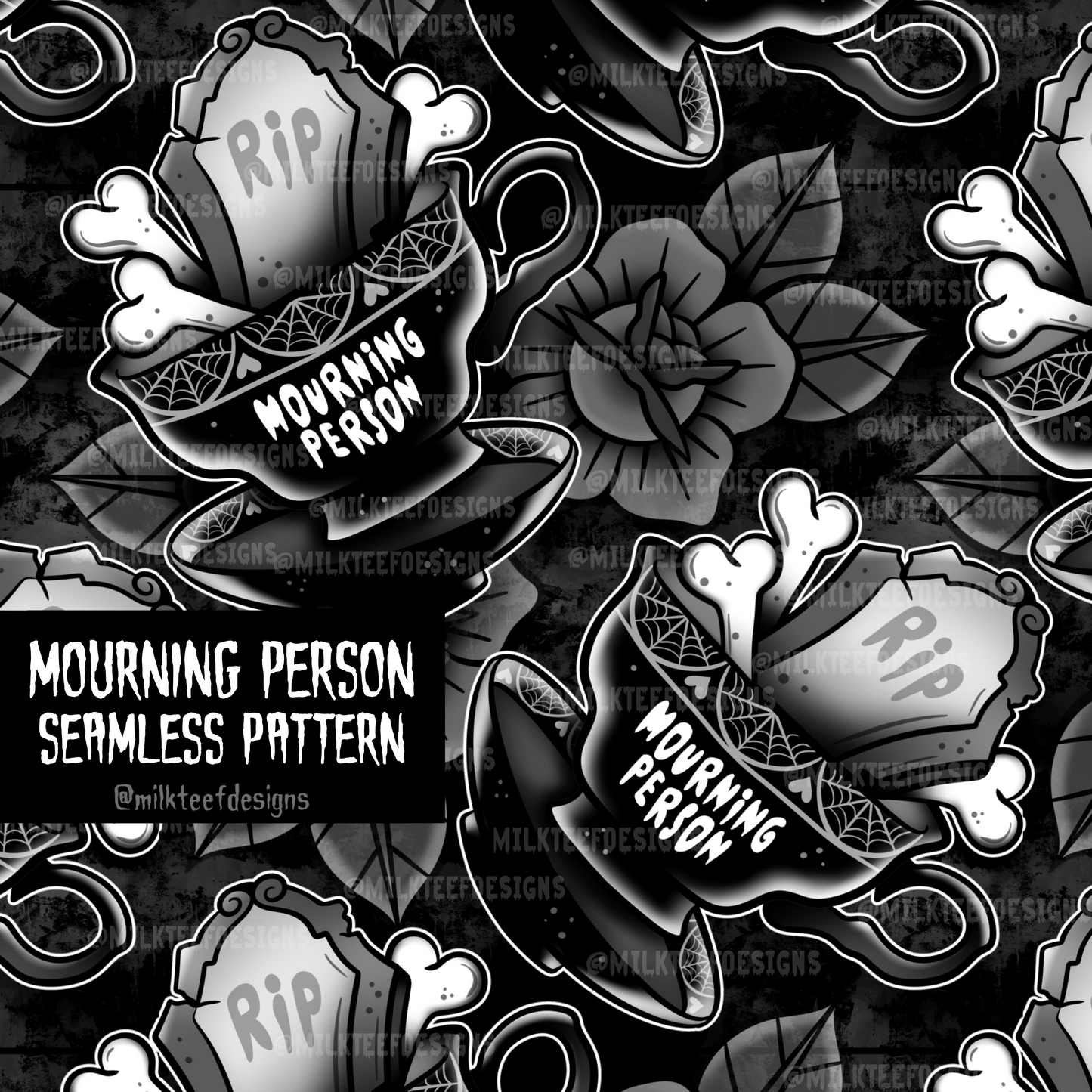 Mourning Person / Seamless Pattern