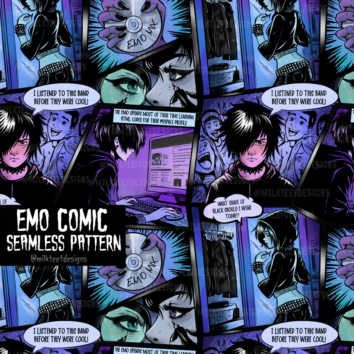 Emo Comic / Seamless Pattern