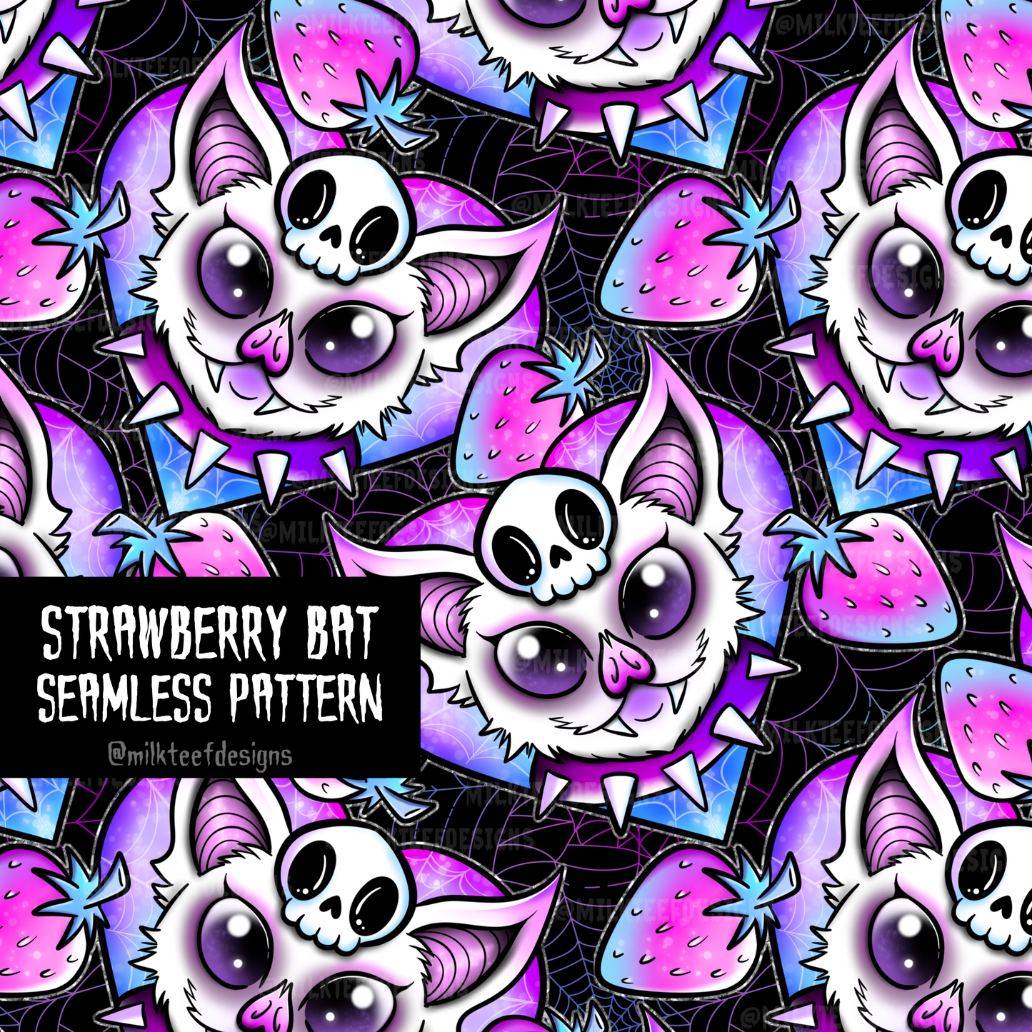 Strawberry Bat / Seamless Pattern