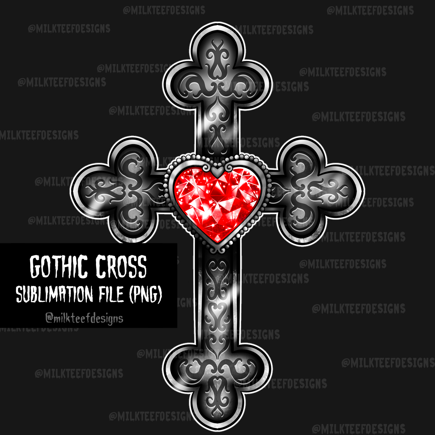 Goth Cross / Sublimation Design (PNG)