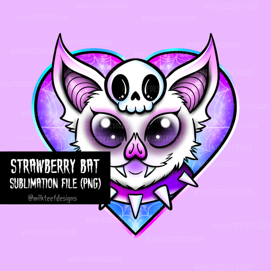 Strawberry Bat / Sublimation Design (PNG)