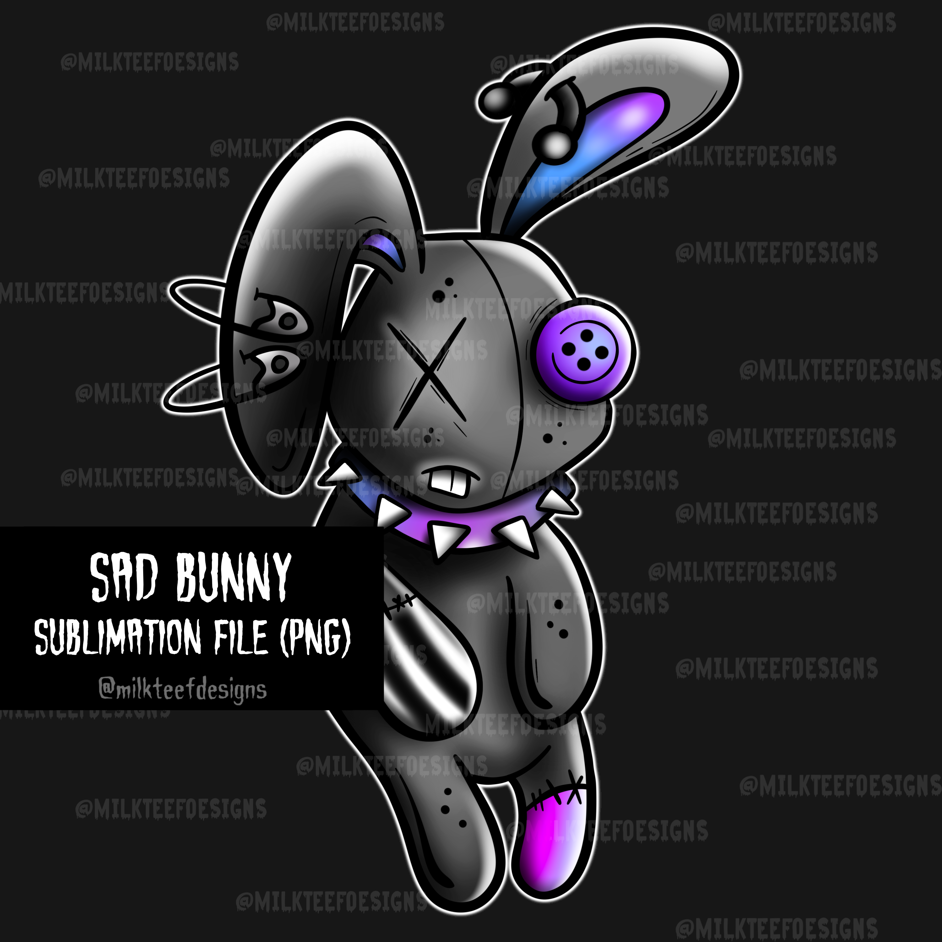 Sad Bunny / Sublimation Design (PNG) – milkteefdesigns