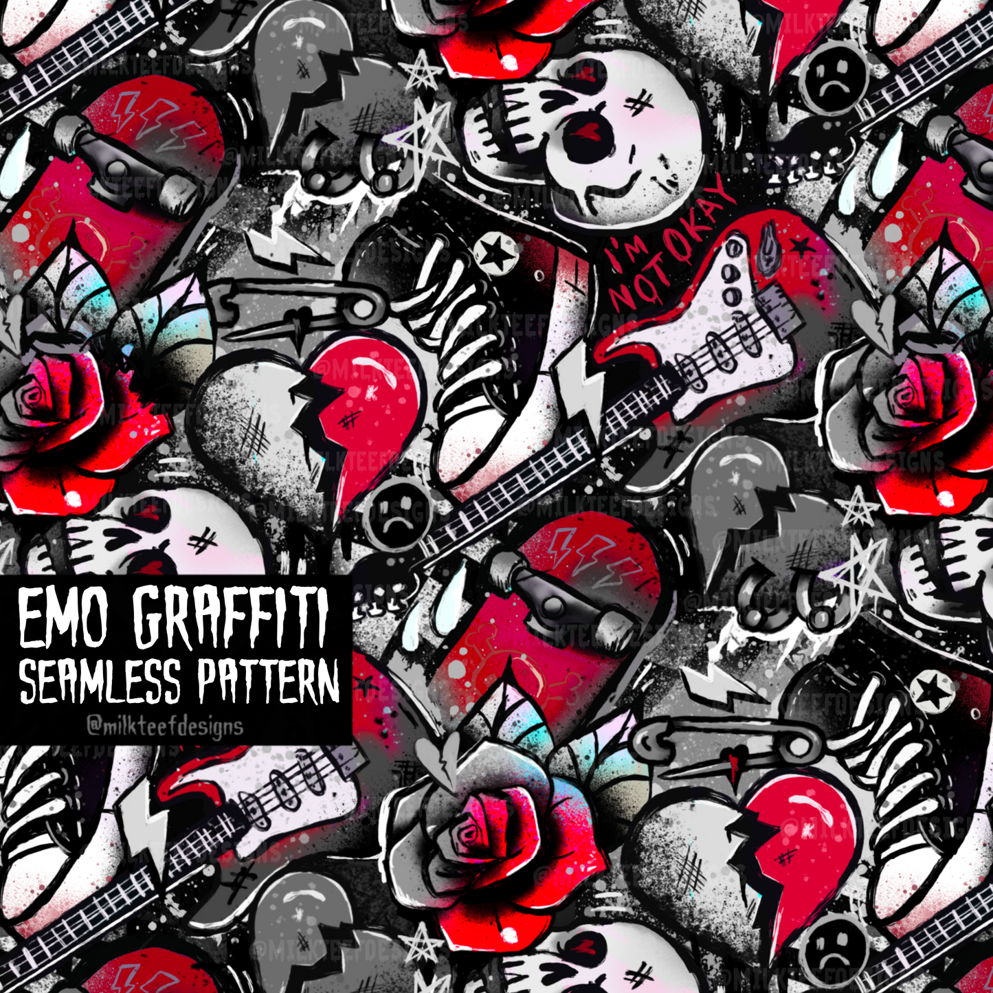 Emo Graffiti / Seamless Pattern