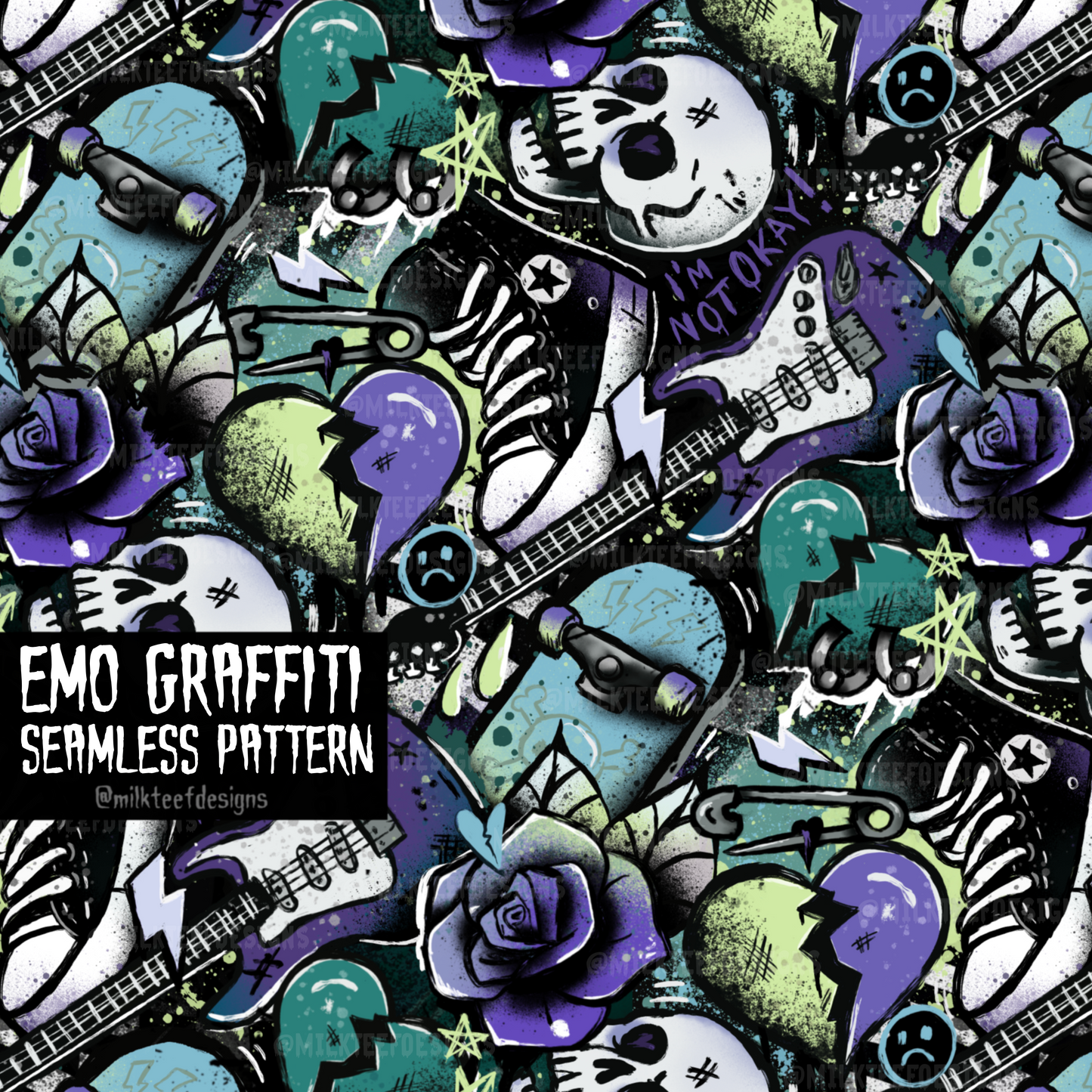 Emo Graffiti / Seamless Pattern