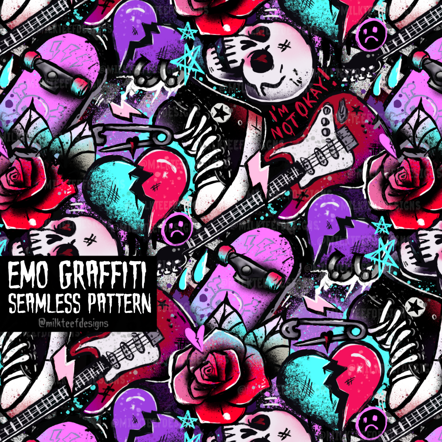 Emo Graffiti / Seamless Pattern