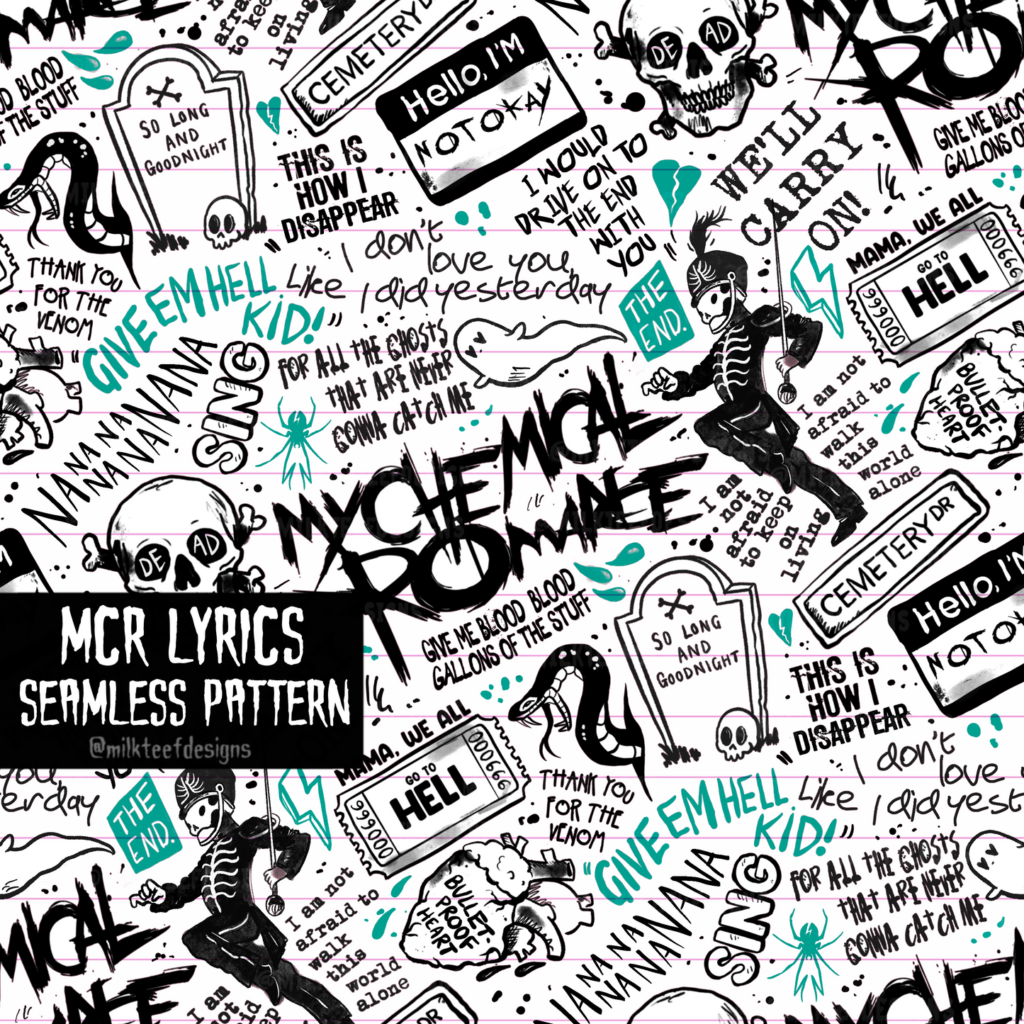 MCR Lyrics / Seamless Pattern