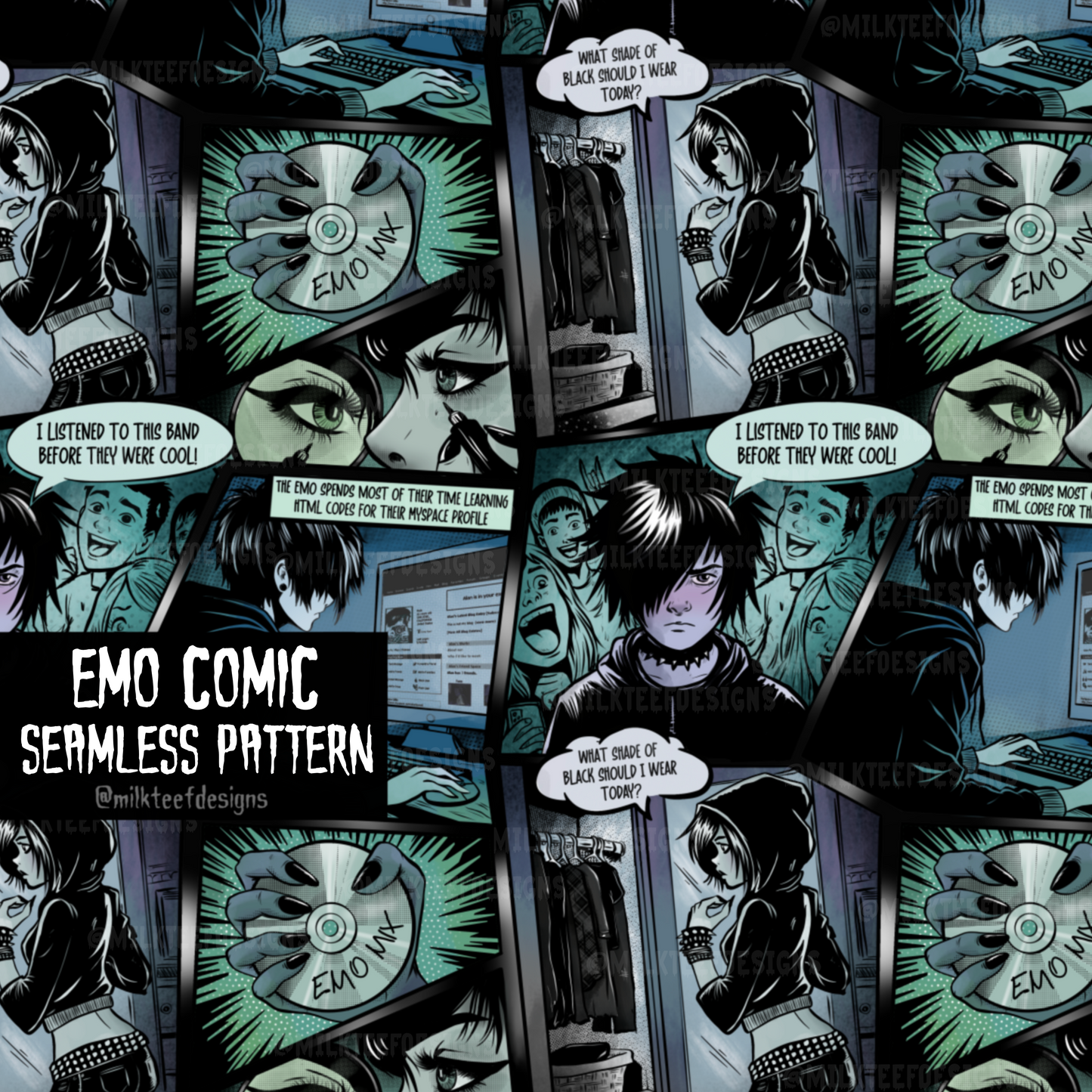 Emo Comic / Seamless Pattern