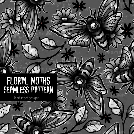 Floral Moths / Seamless Pattern