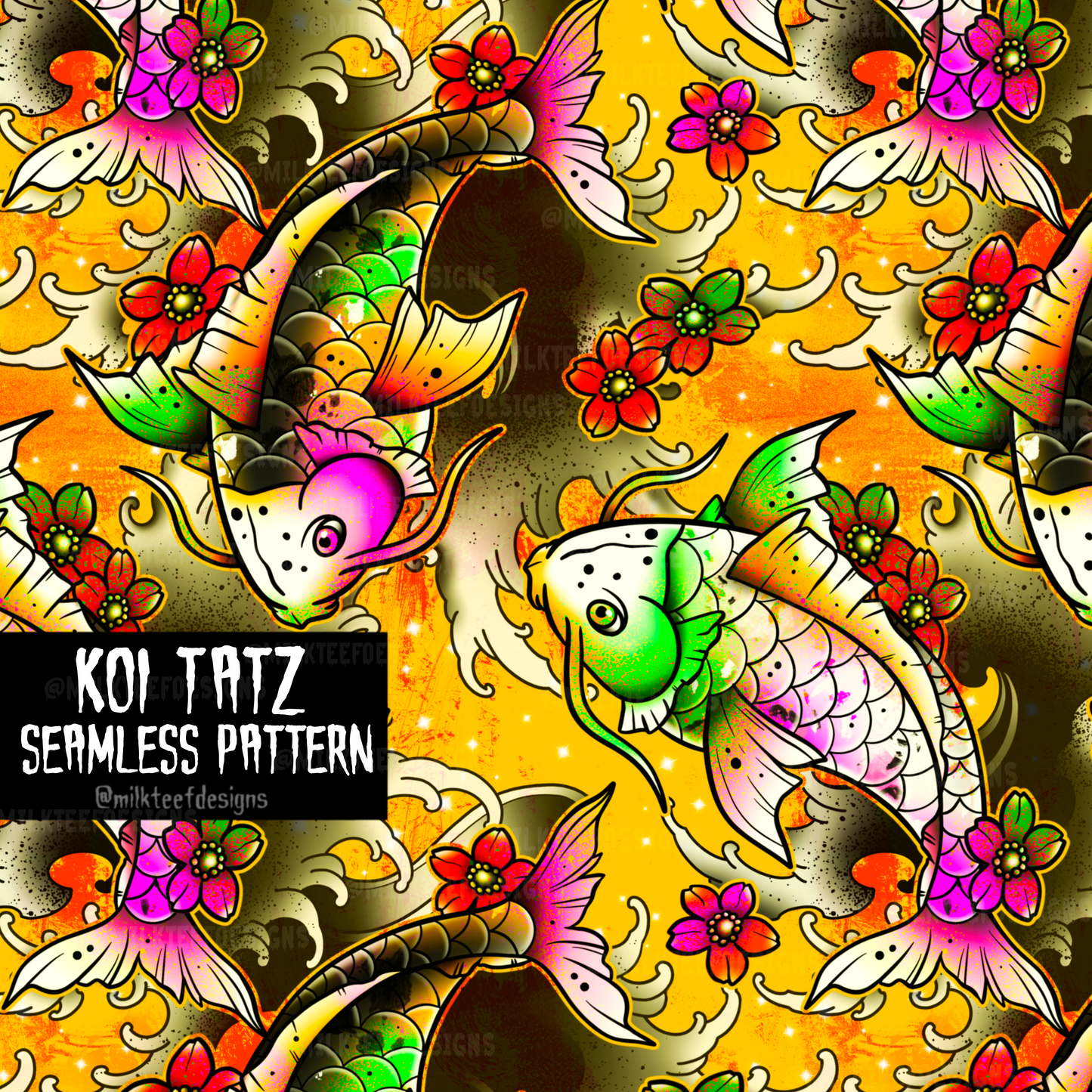 Koi Tatz - Swim Safe / Seamless Pattern