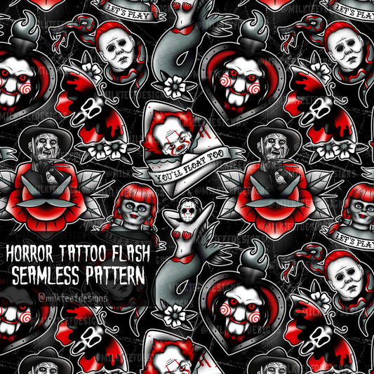 Horror Tattoo Flash / Seamless Patterns