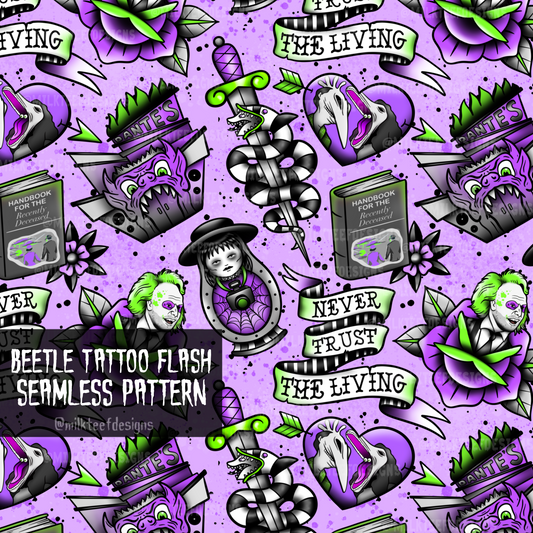 Beetle Tattoo Flash / Seamless Patterns