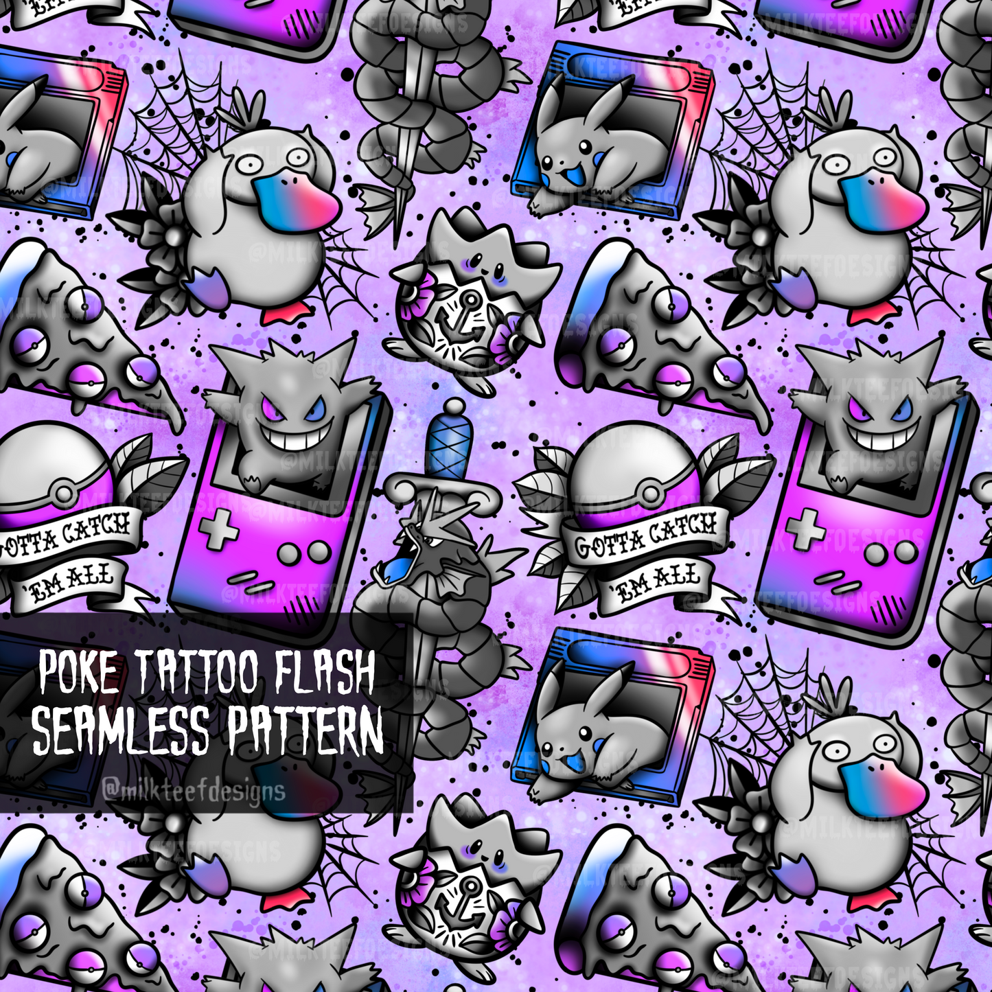 Poke Tattoo Flash / Seamless Patterns