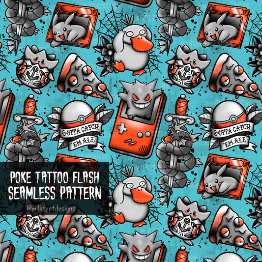 Poke Tattoo Flash / Seamless Patterns