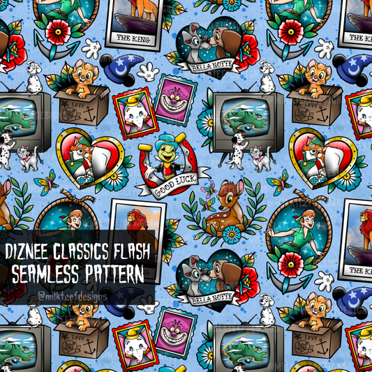 Diznee Classics Tattoo Flash / Seamless Patterns