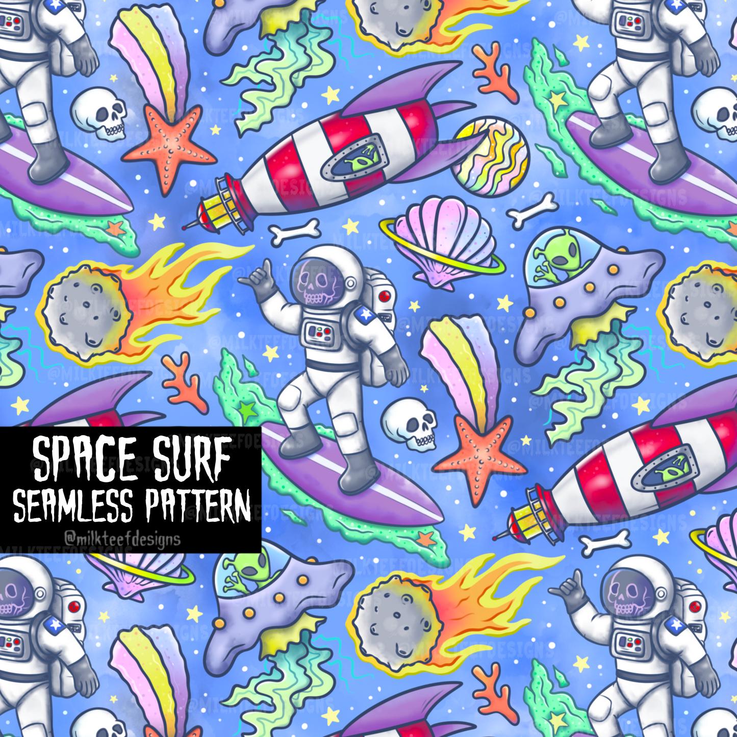 Space Surf / Seamless Pattern