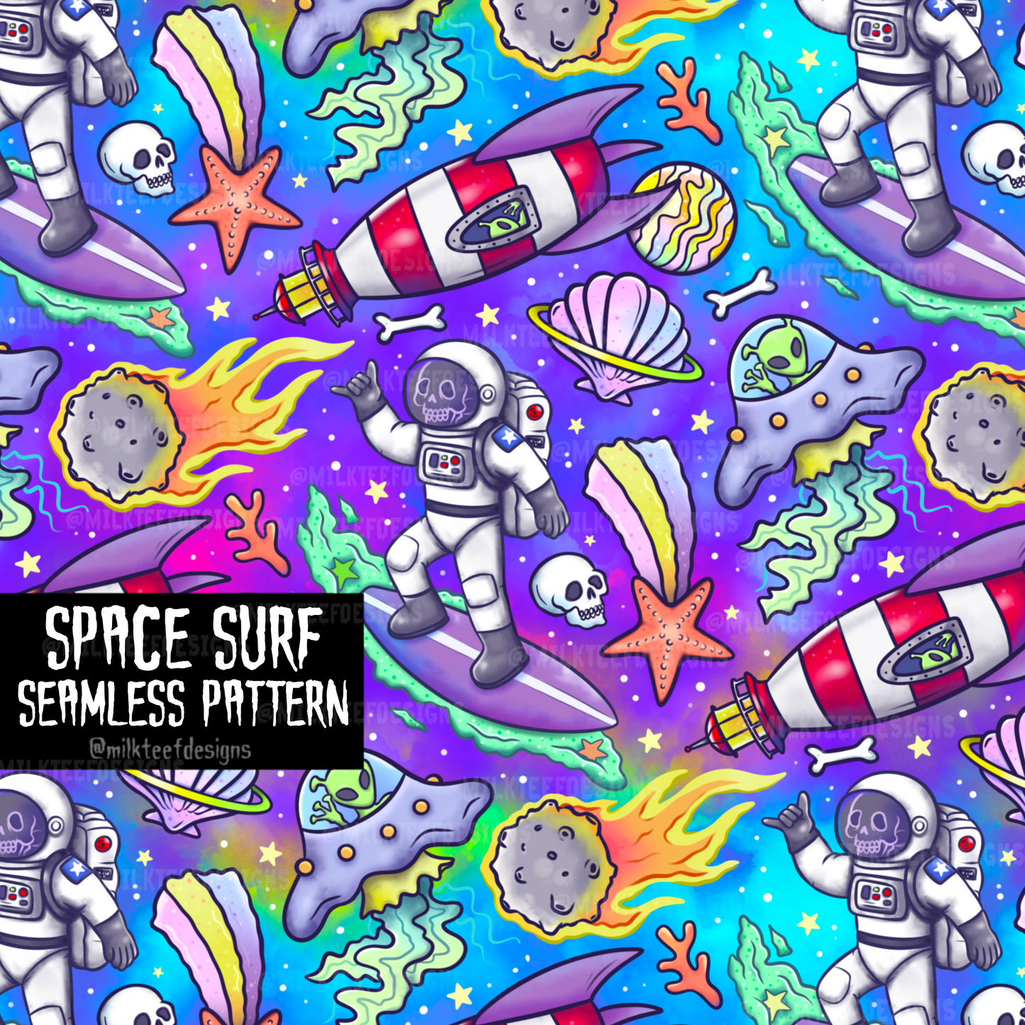 Space Surf / Seamless Pattern