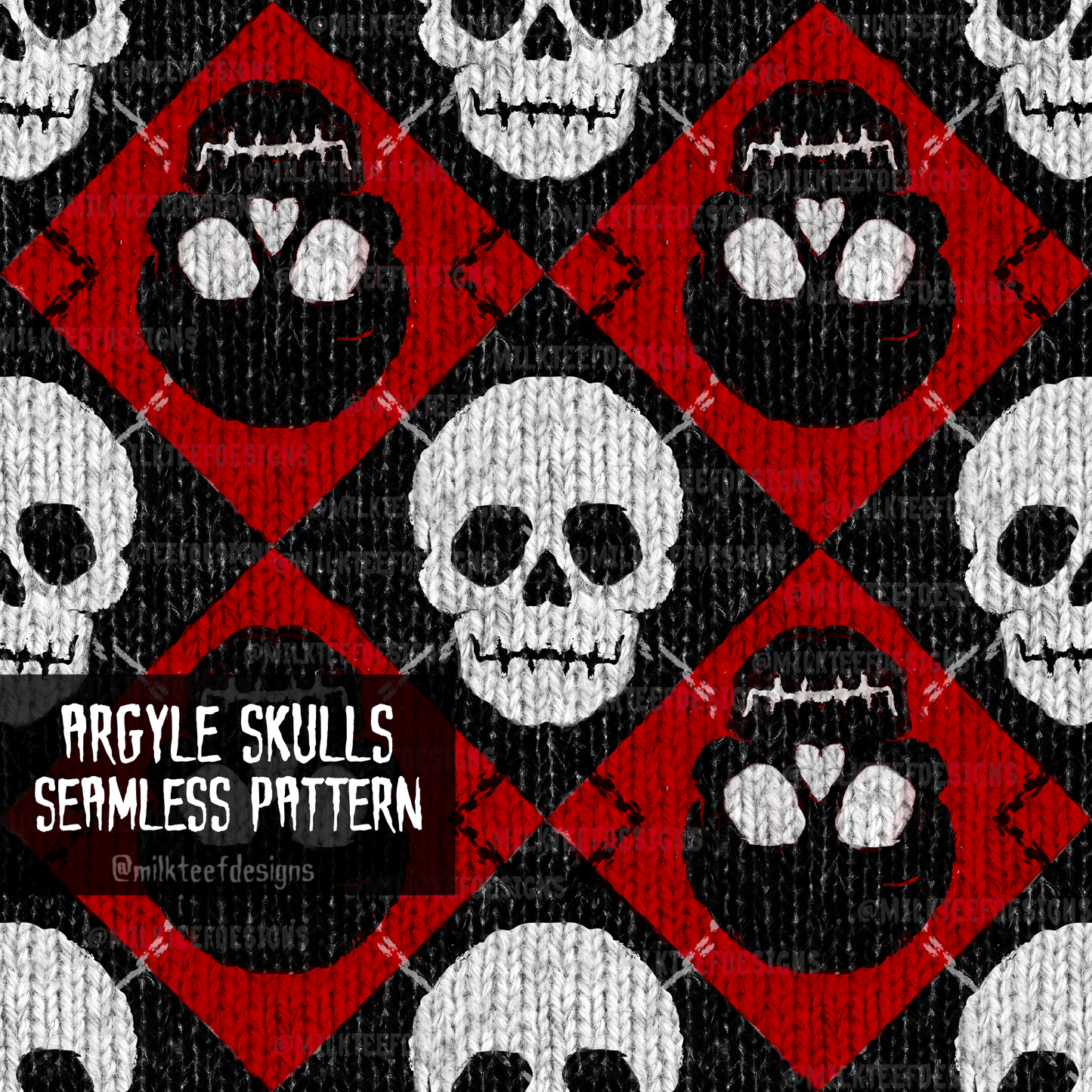 Argyle Skulls / Seamless Pattern