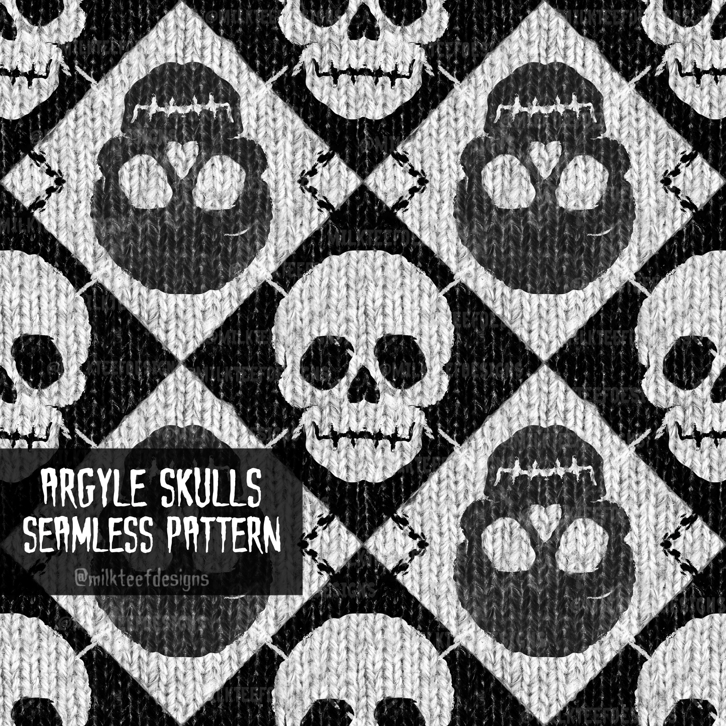 Argyle Skulls / Seamless Pattern