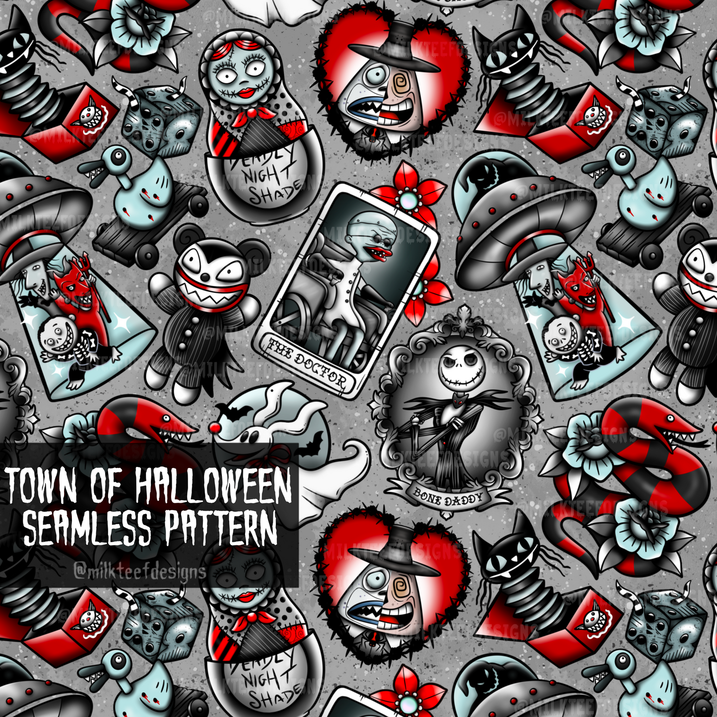 Town Of Halloweentown / Seamless Pattern