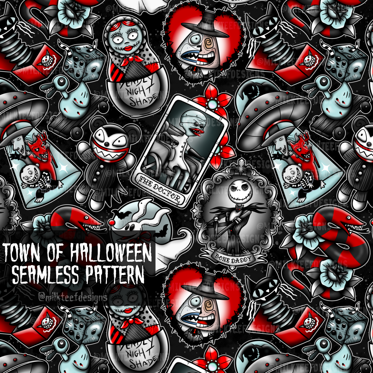 Town Of Halloweentown / Seamless Pattern