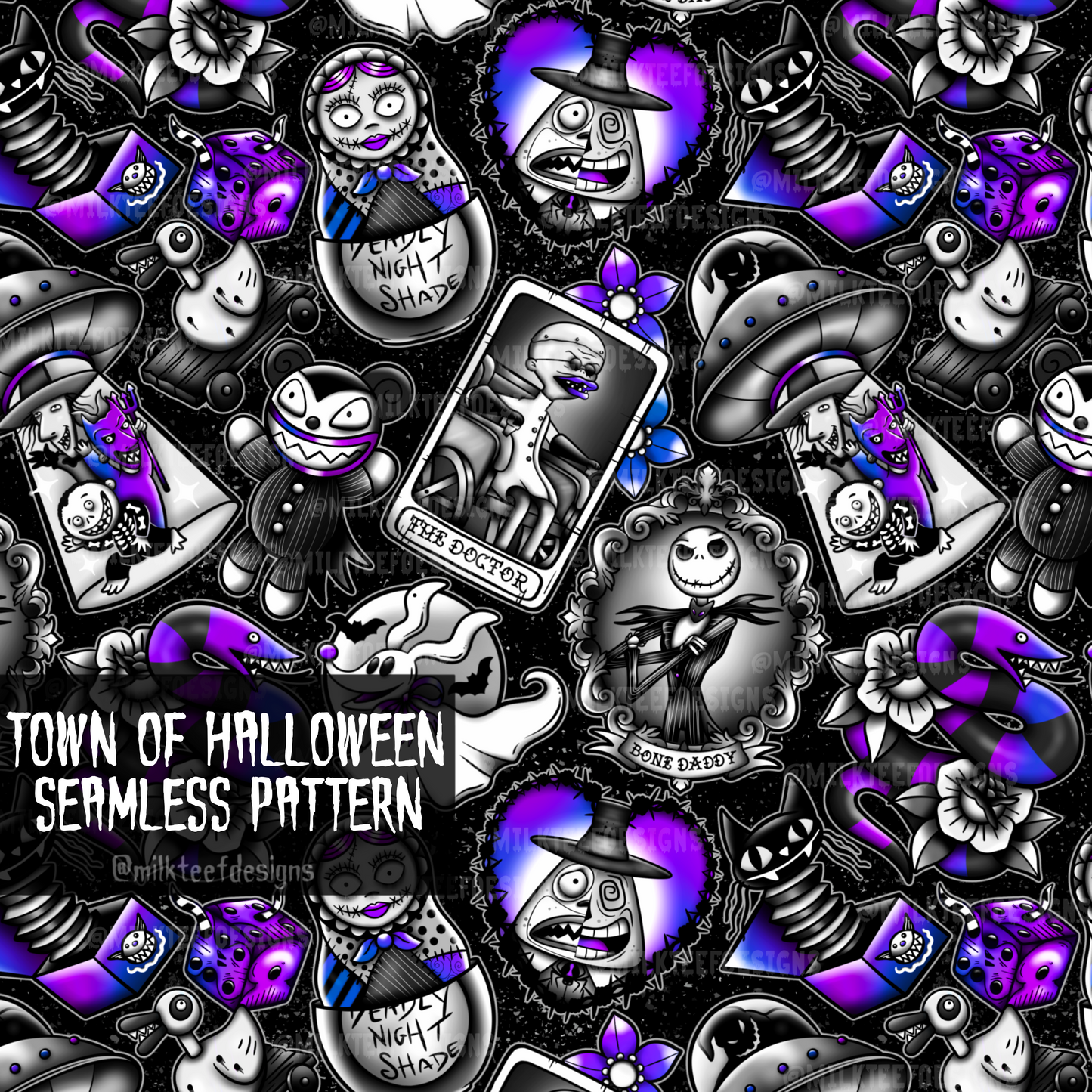 Town Of Halloweentown / Seamless Pattern