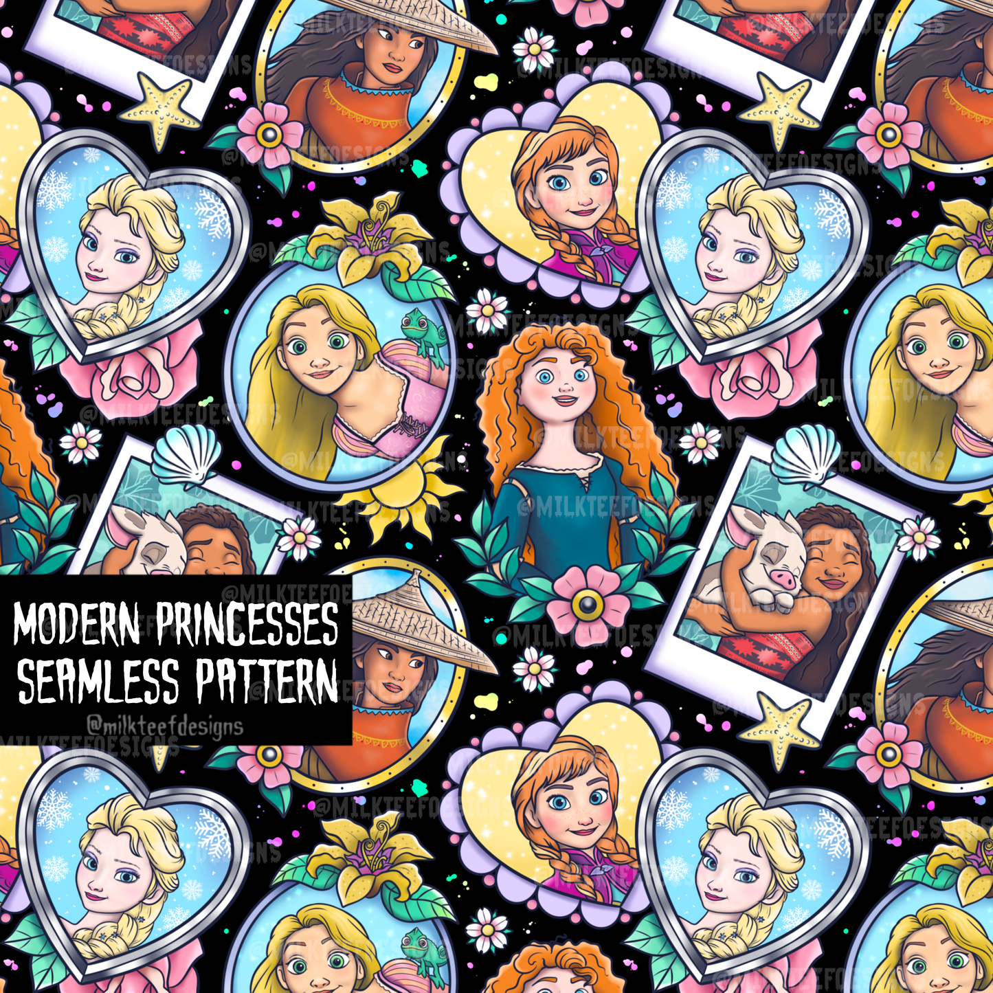 Modern Princesses / Seamless Pattern