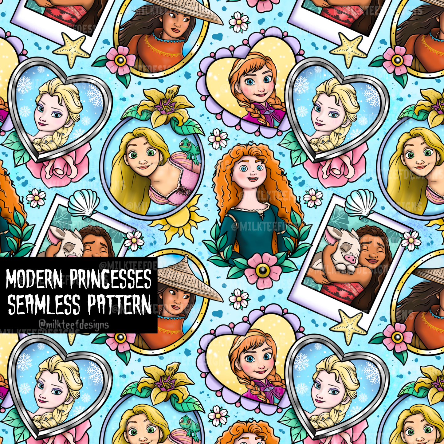 Modern Princesses / Seamless Pattern