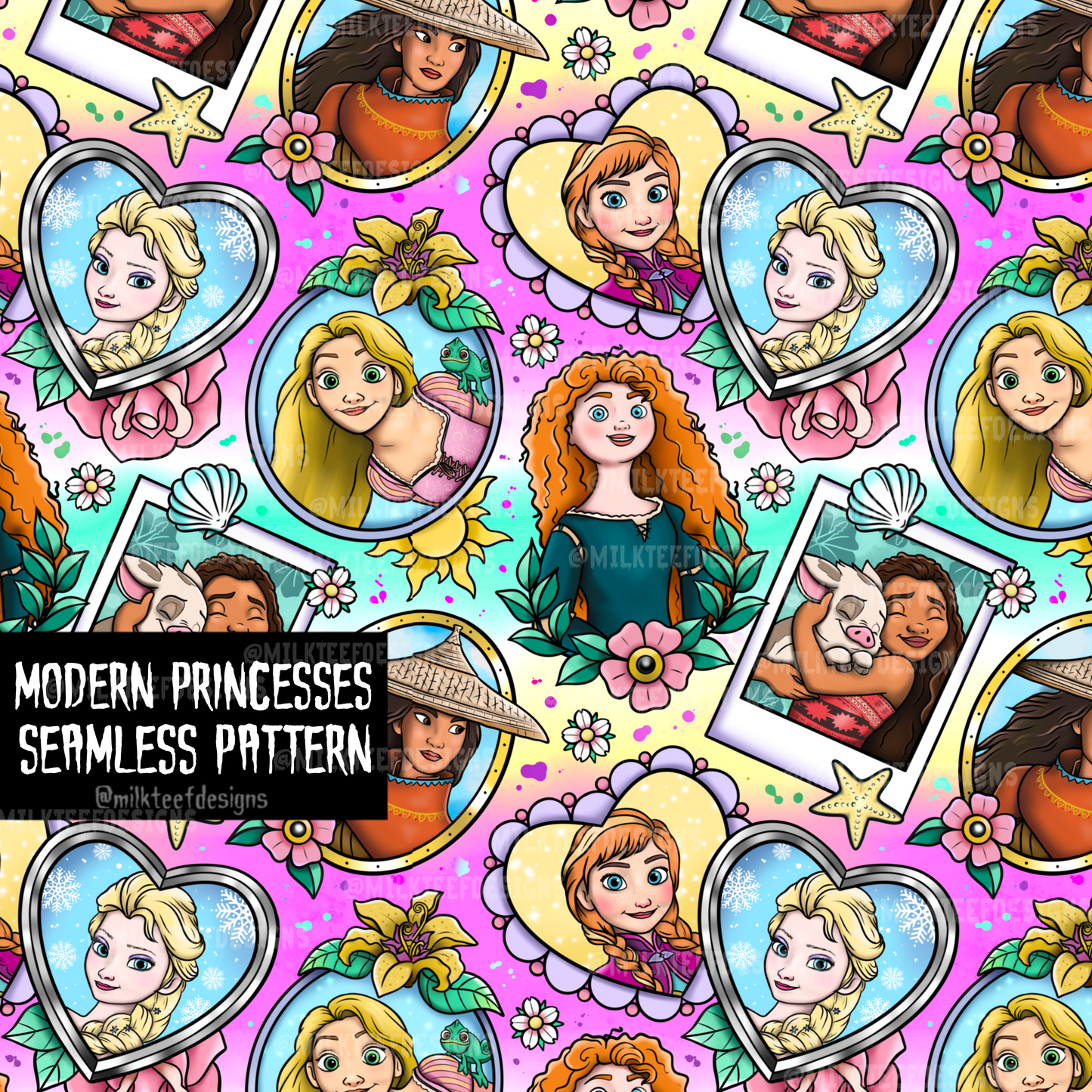 Modern Princesses / Seamless Pattern