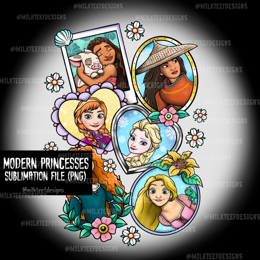 Modern Princesses / Individual PNGs or Tshirt design