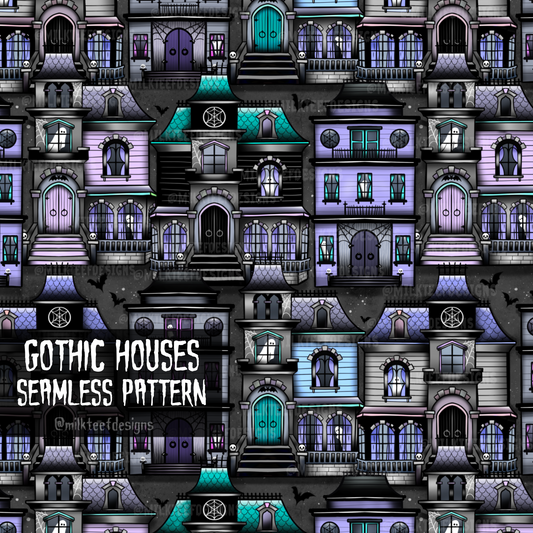 Gothic Houses / Seamless Pattern