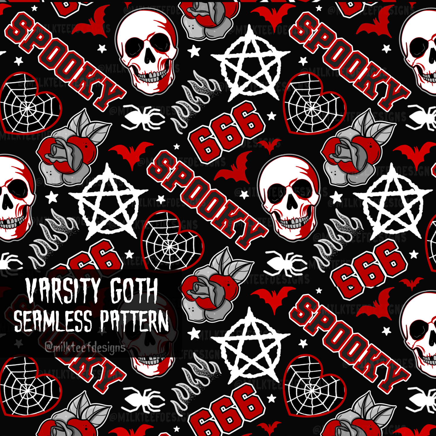 Varsity Goth / Seamless Pattern and Co-ord