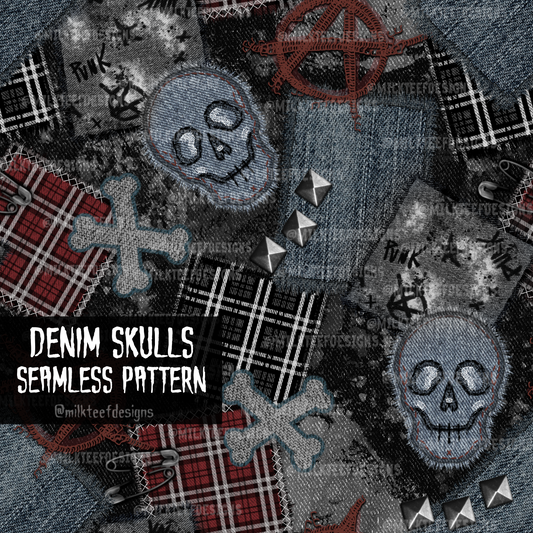 Denim Skulls / Seamless Pattern