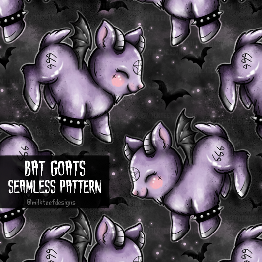 Bat Goats / Seamless Pattern