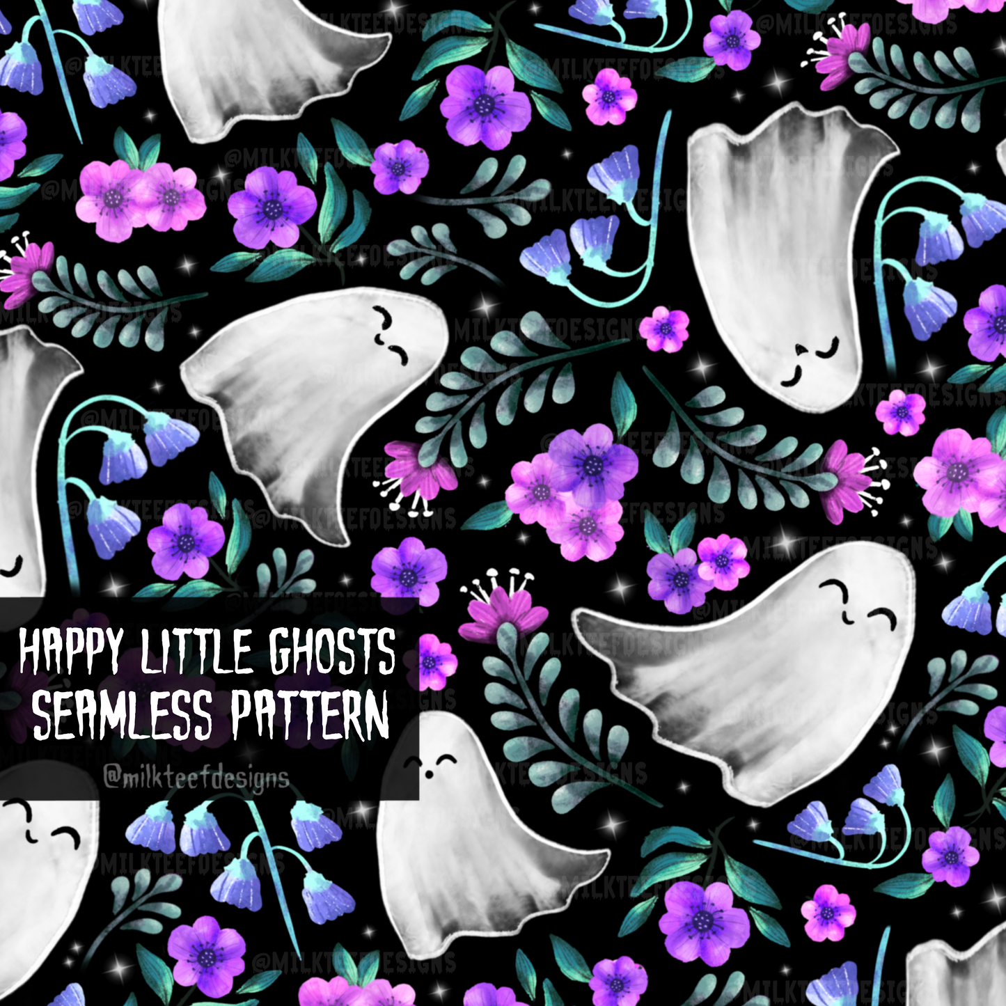 Happy Little Ghosts / Seamless Pattern