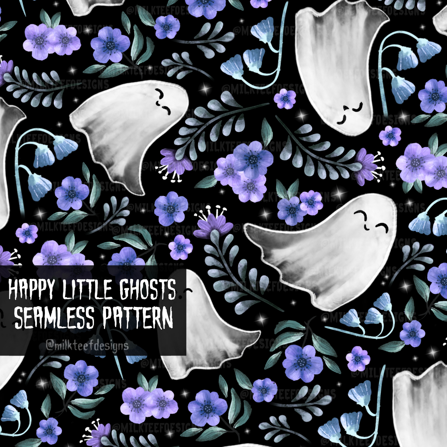 Happy Little Ghosts / Seamless Pattern