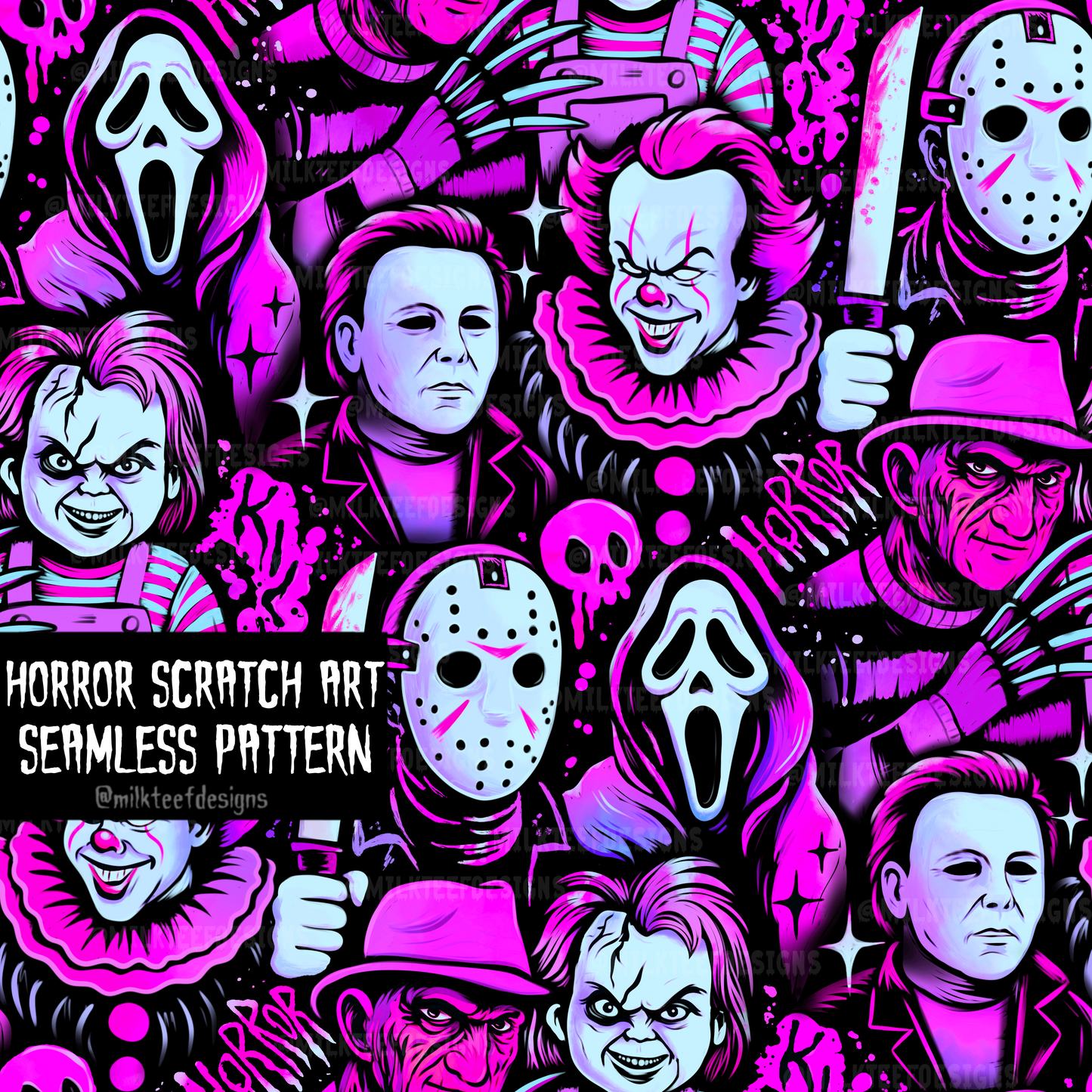 Horror Sketch Art / Seamless Pattern