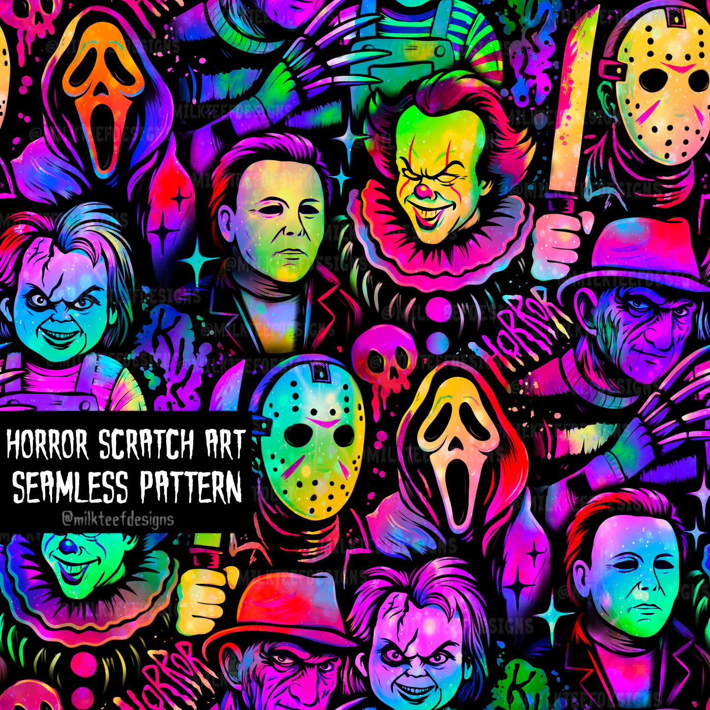 Horror Sketch Art / Seamless Pattern