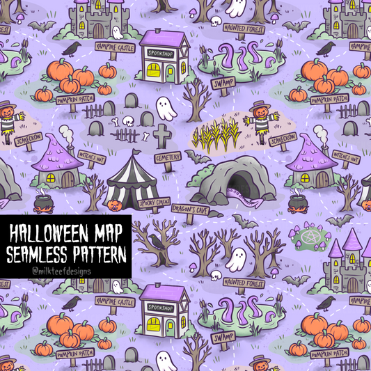 Halloween Map / Seamless Pattern