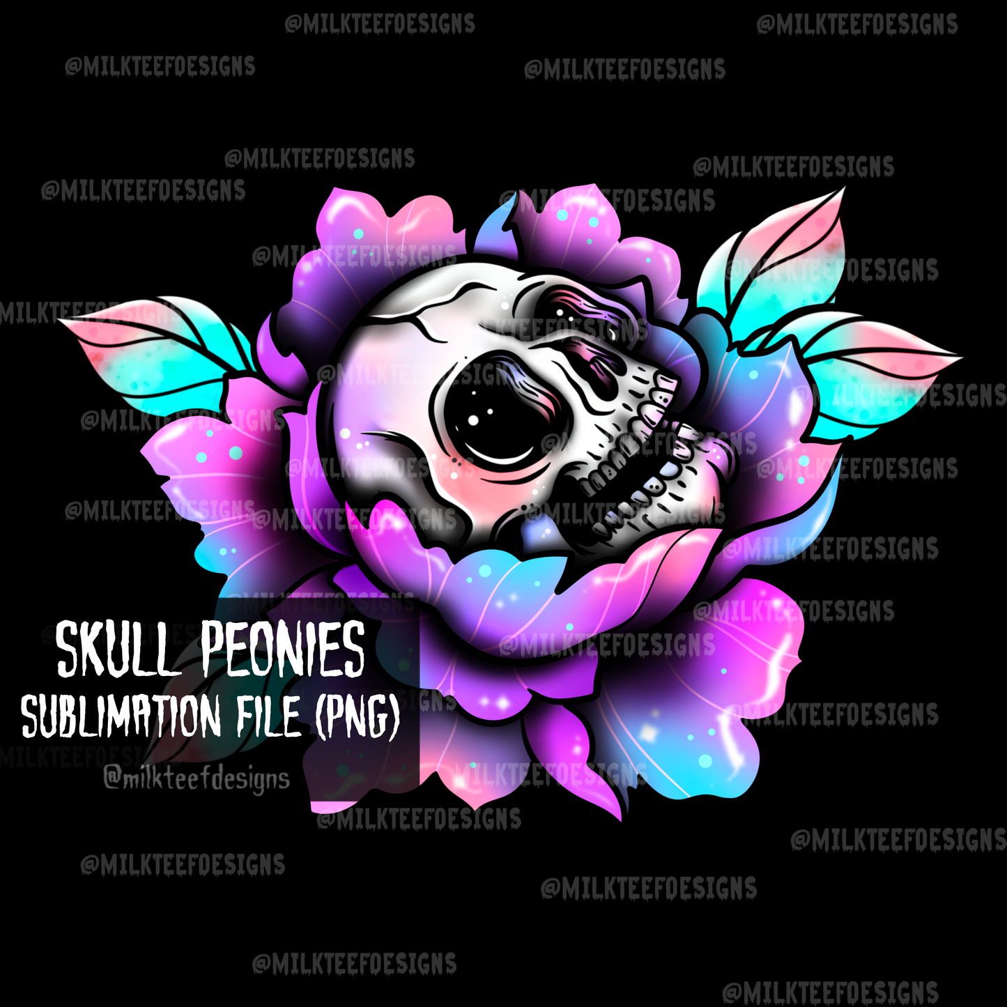 Skull Peonies / Sublimation Design (PNG)