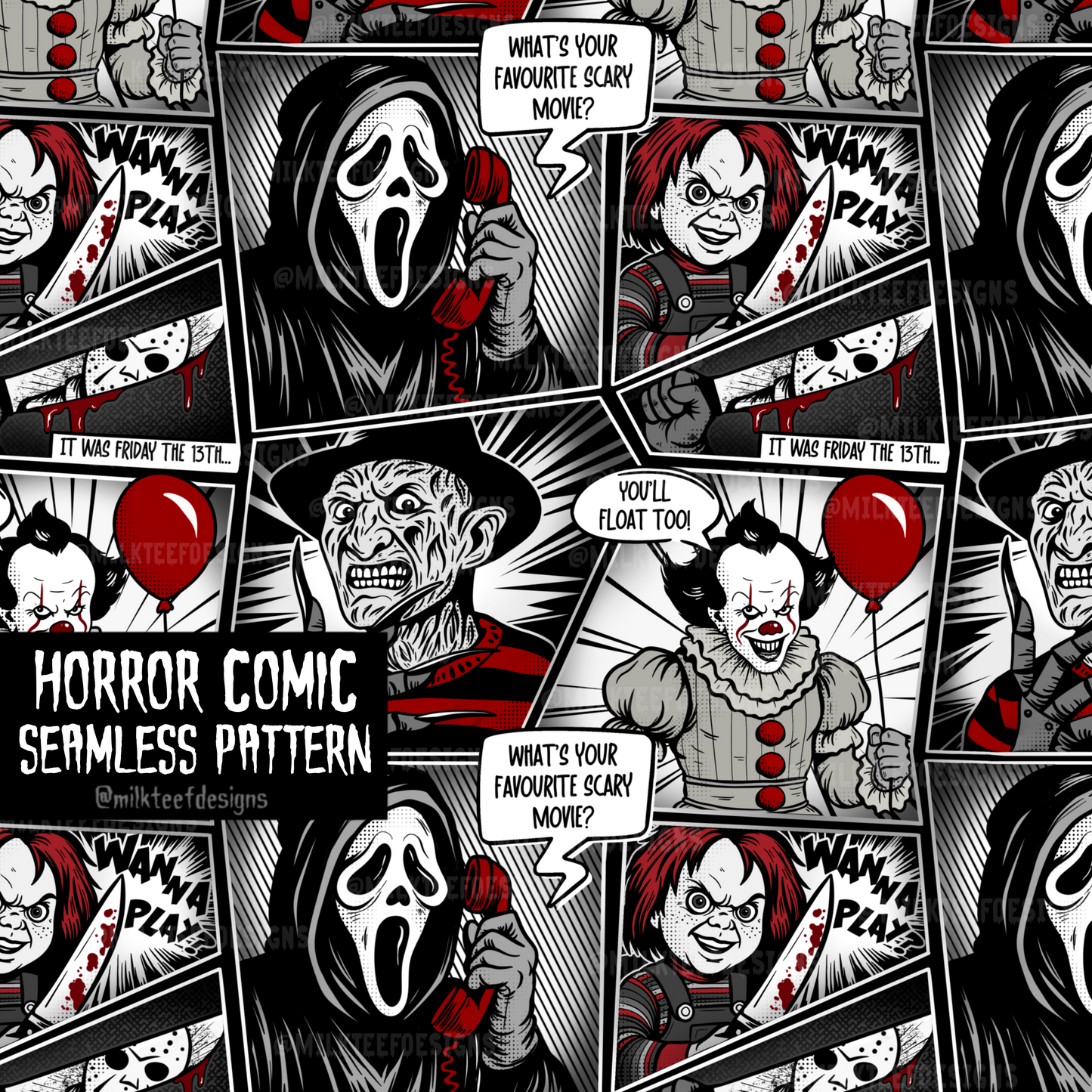 Horror Comic / Seamless Pattern