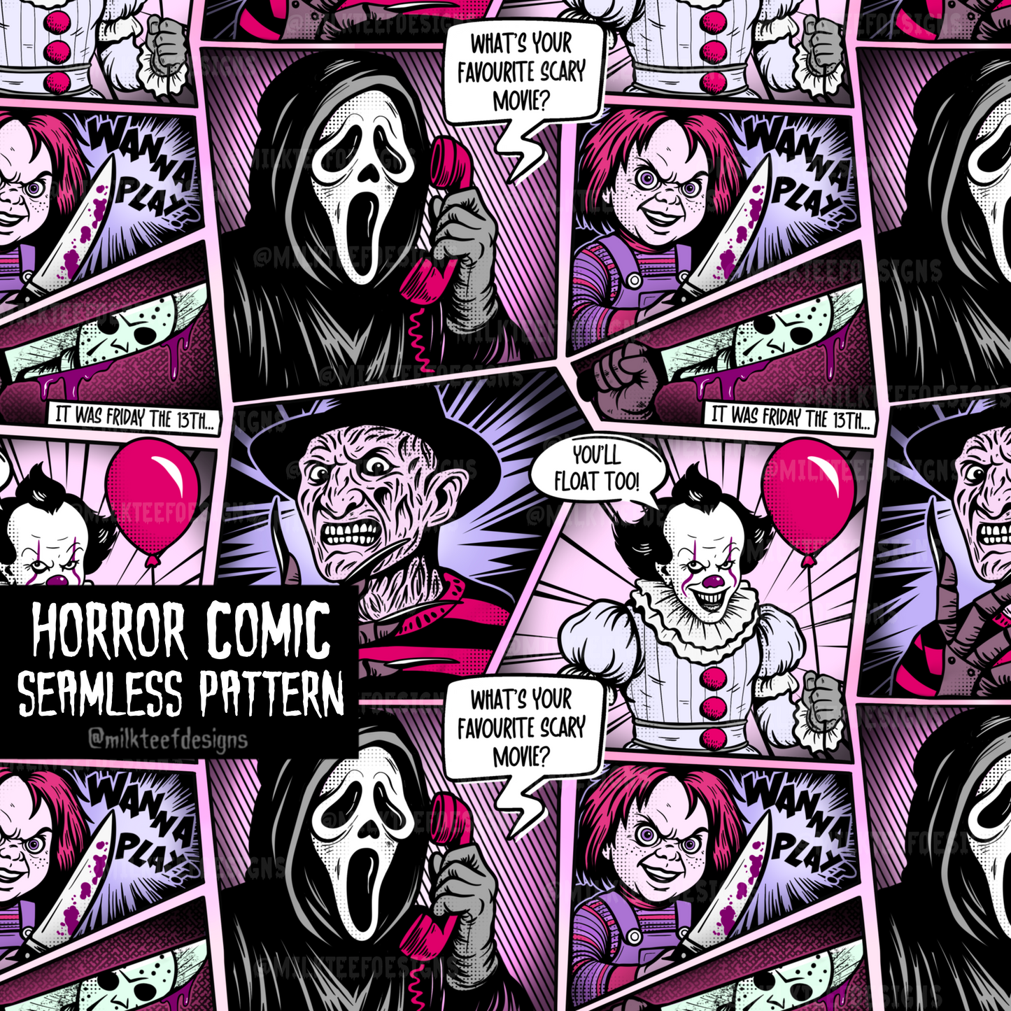 Horror Comic / Seamless Pattern