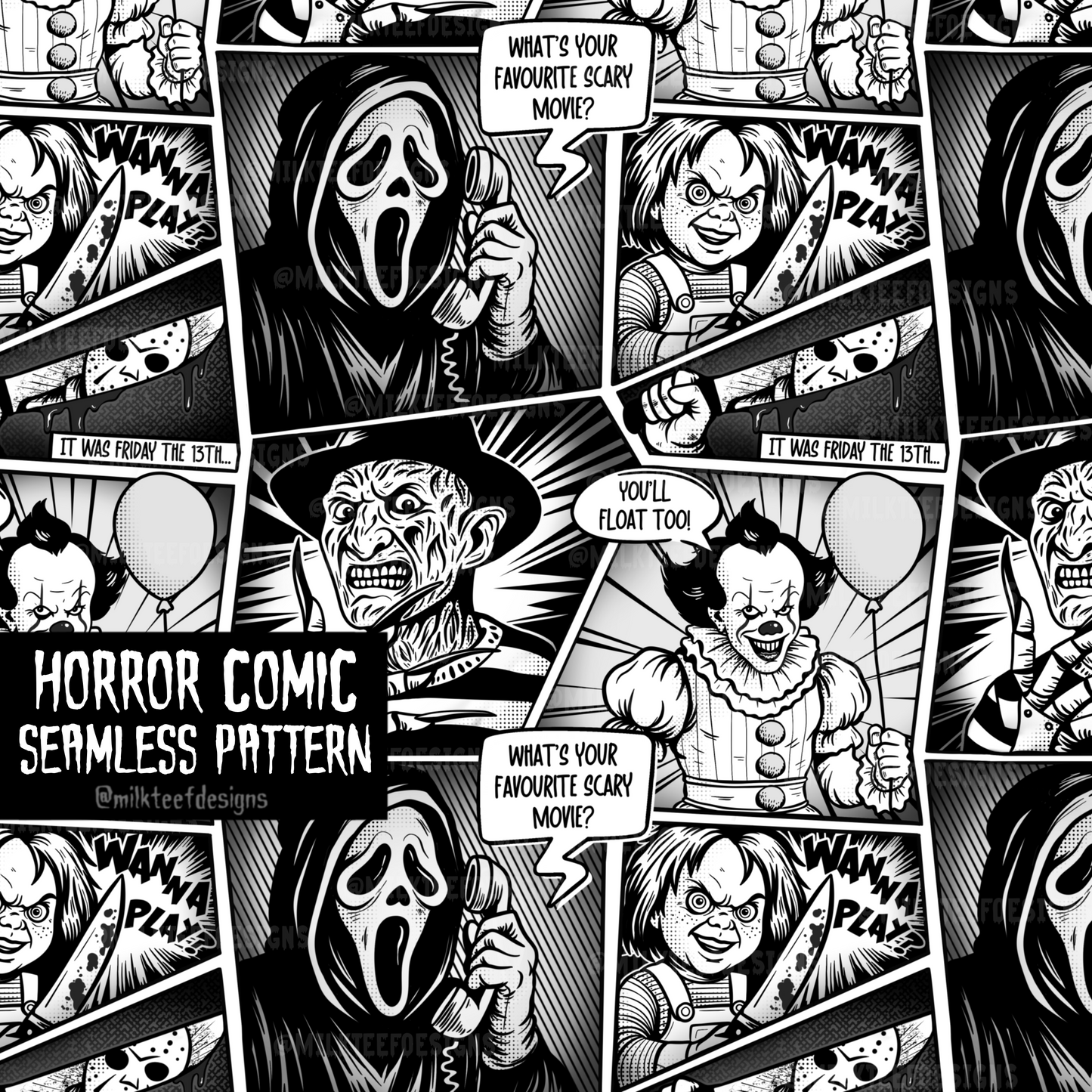 Horror Comic / Seamless Pattern