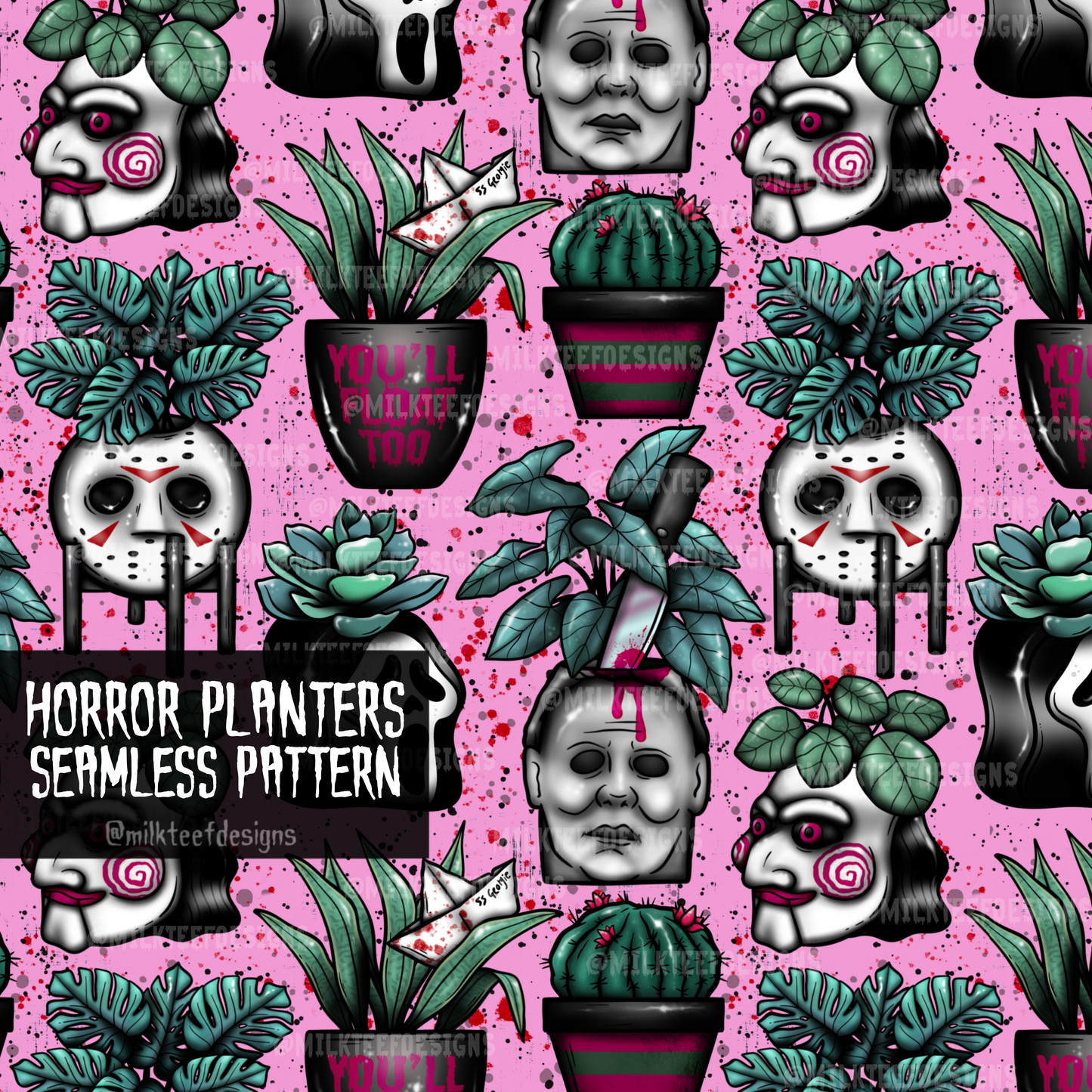 Horror Planters / Seamless Pattern