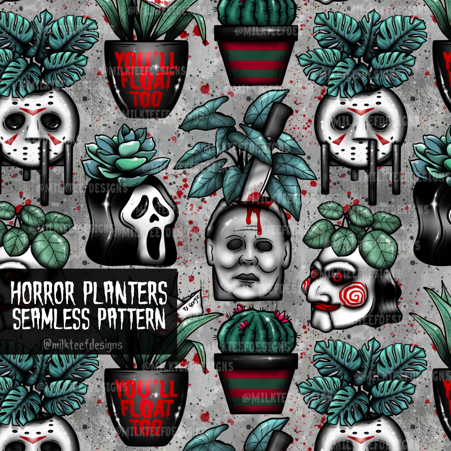 Horror Planters / Seamless Pattern