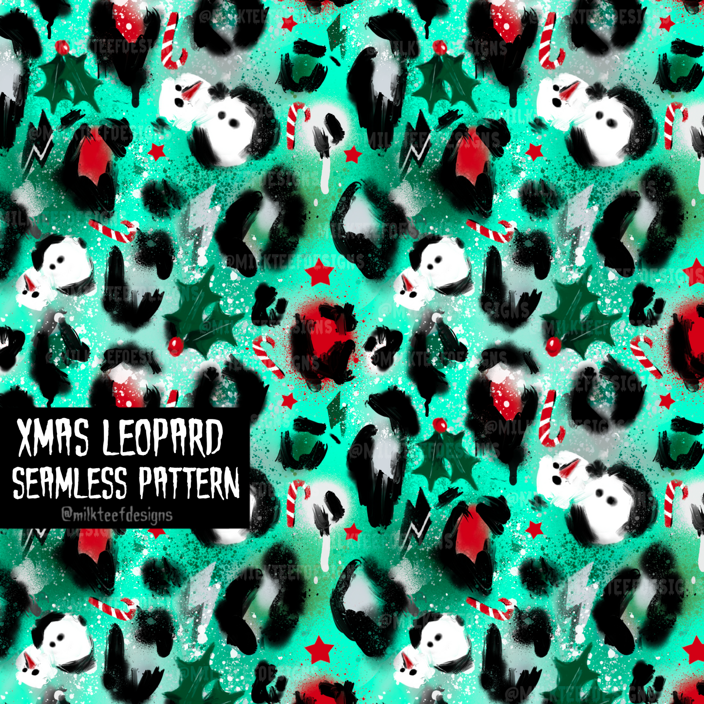 Xmas Leopard / Seamless Pattern