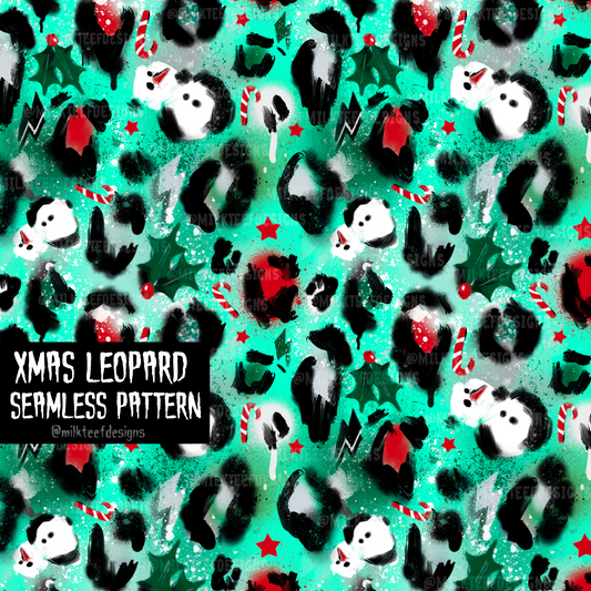 Xmas Leopard / Seamless Pattern