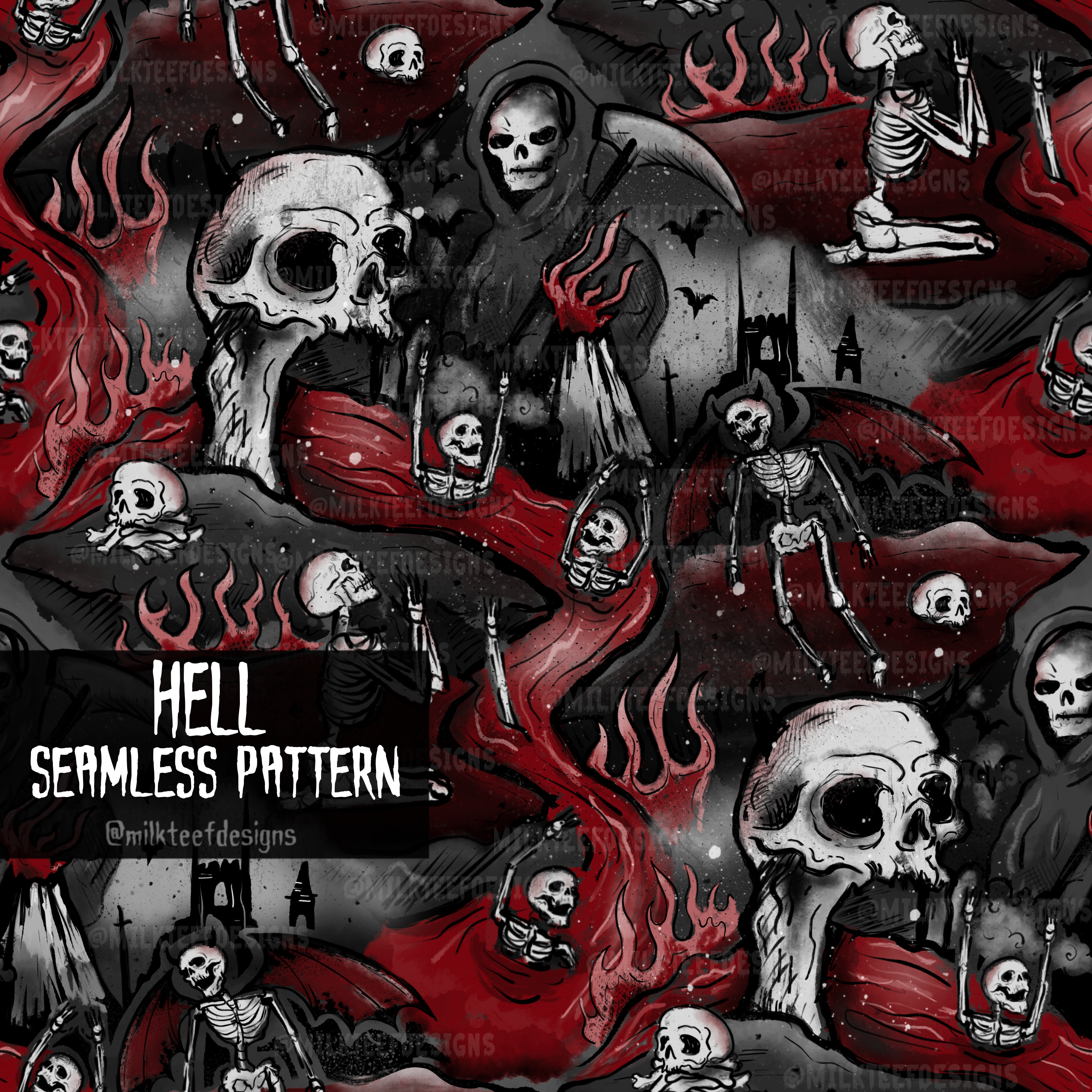 Hellscape Pattern Hell / Seamless Pattern – milkteefdesigns