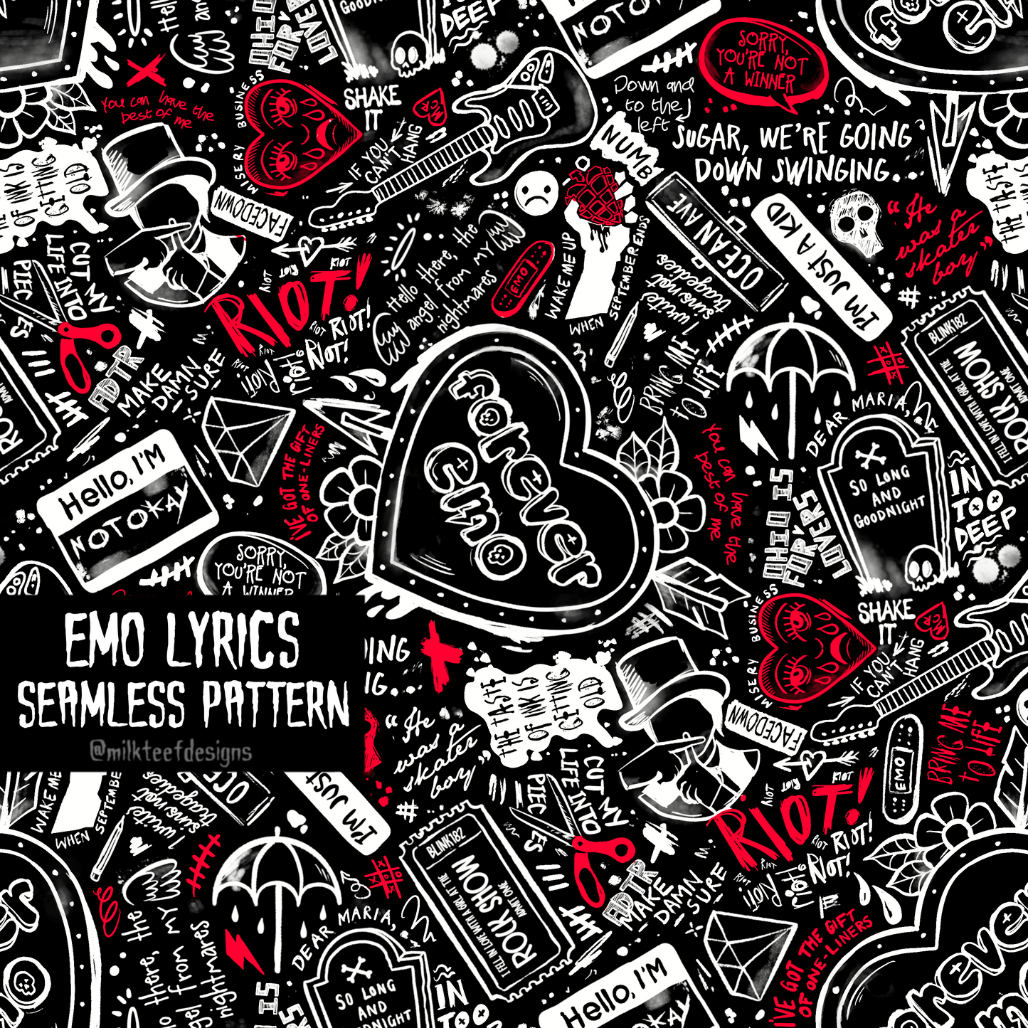 Emo Lyrics / Seamless Pattern