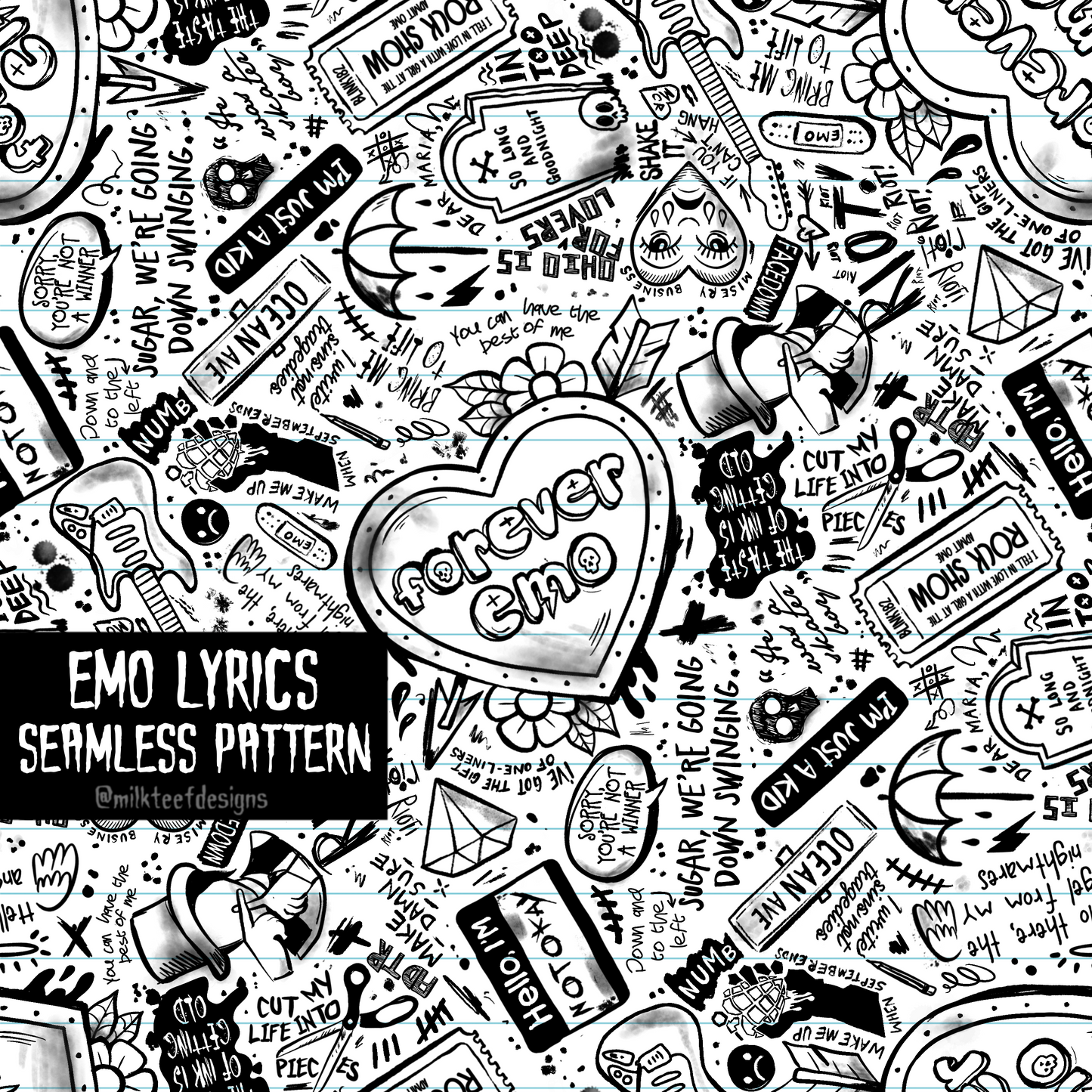 Emo Lyrics / Seamless Pattern