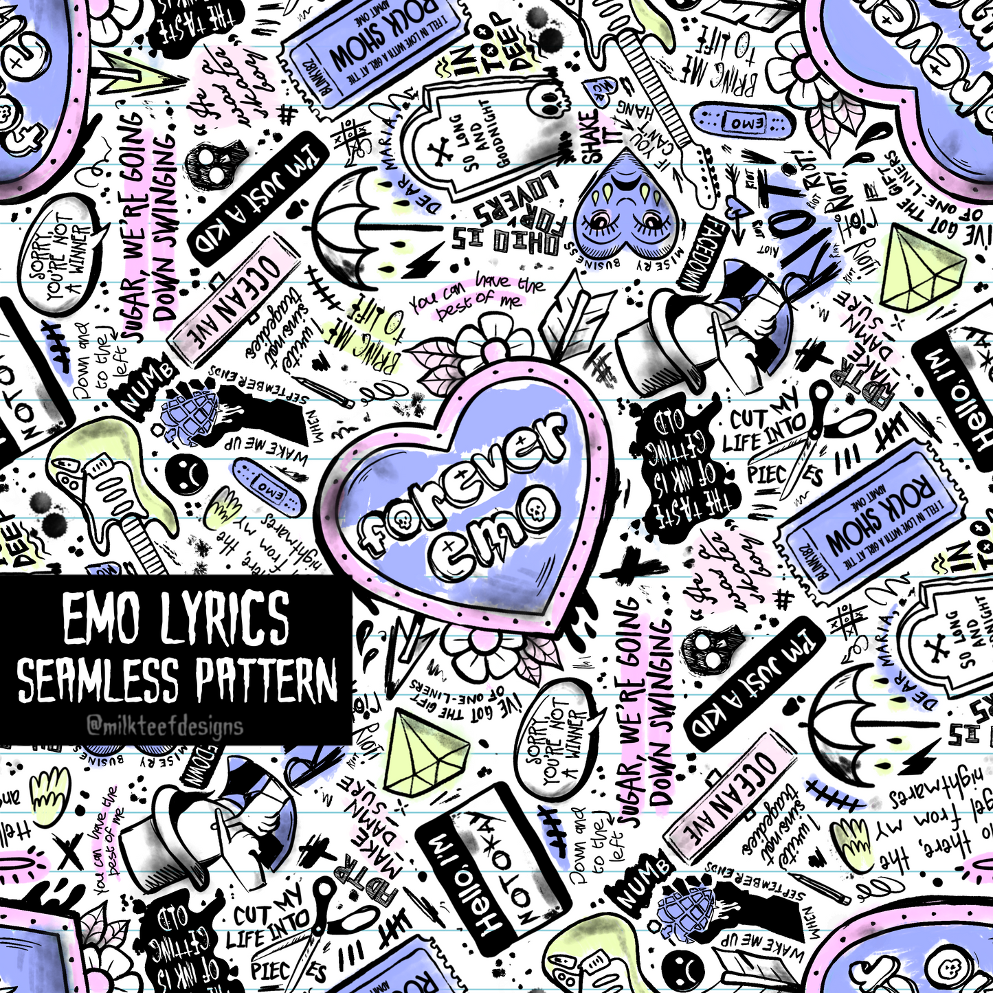 Emo Lyrics / Seamless Pattern